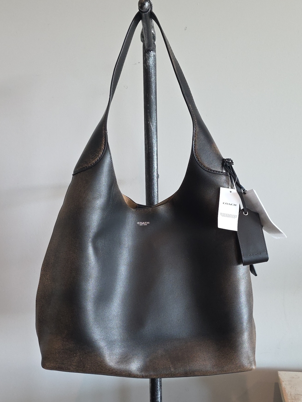 NWT Coach Black/Brown Brooklyn 39 Leather Shoulder Hobo Bag